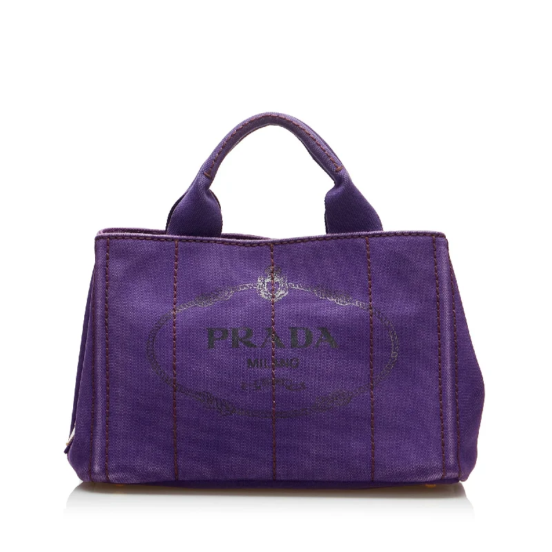 Prada crossbody bags with adjustable nylon straps for comfort and durabilityPrada Canapa Logo Handbag Small Purple Canvas