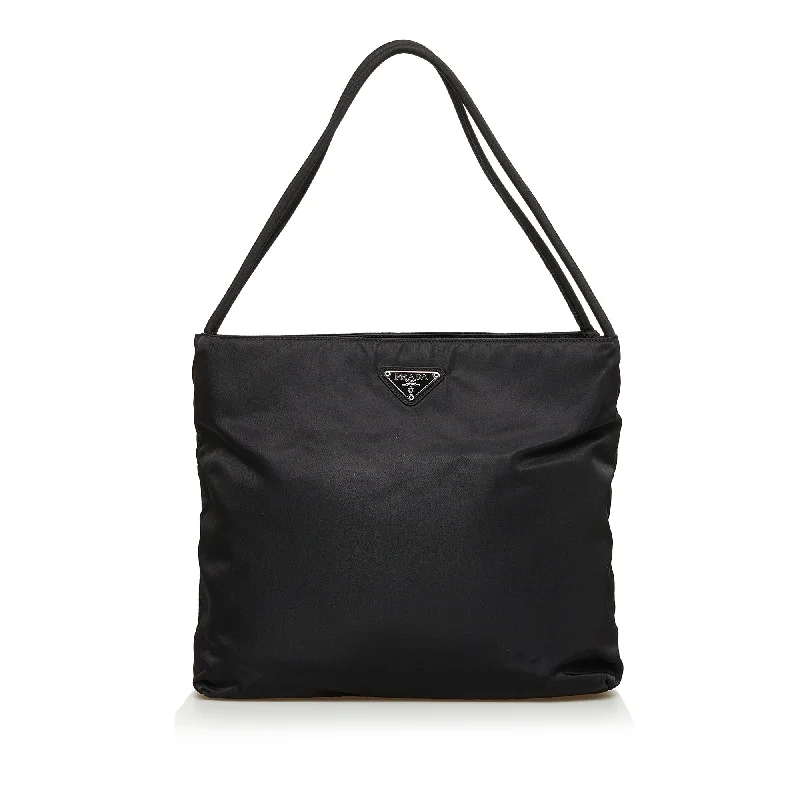 Prada bags with a zippered interior pocket for separating itemsPrada Tessuto Shoulder Bag Black Nylon Canvas