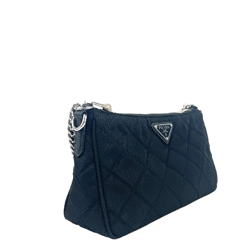 Prada Cahier bags with a leather - wrapped handle for a luxurious feelPRADA Tessuto Nylon Quilted Chain Crossbody-OUTLET FINAL SALE