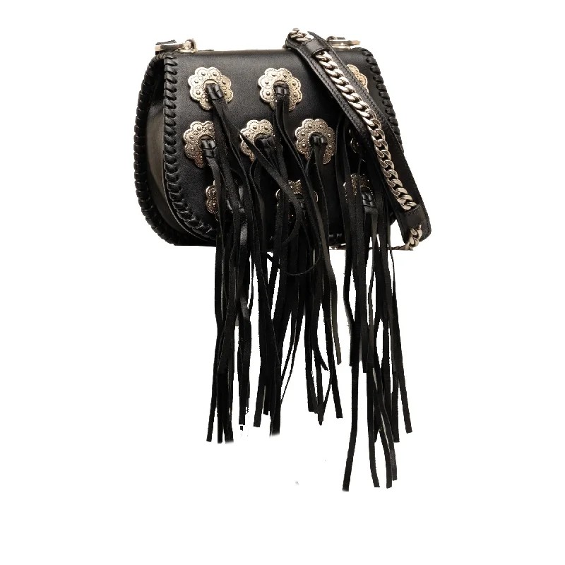 Prada bags with a front - zip pocket for small items like cards and keysPrada City Calf Whipstitch Fringe Saddle Bag uQWvTR