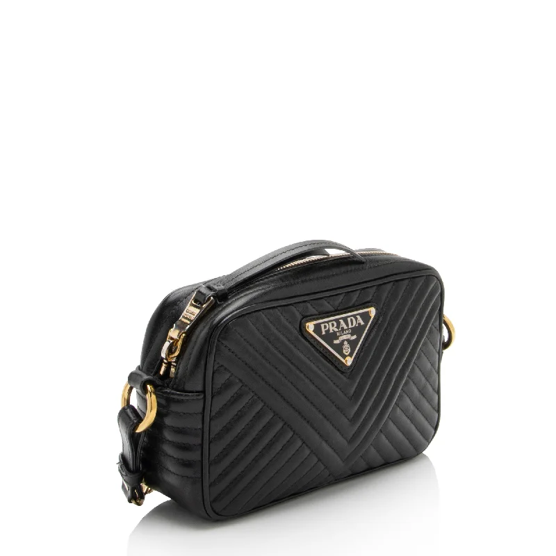 Prada bags with a front - flap pocket for quick access to essentialsPrada Chevron Calfskin Diagramme Small Crossbody Bag R2lTuR