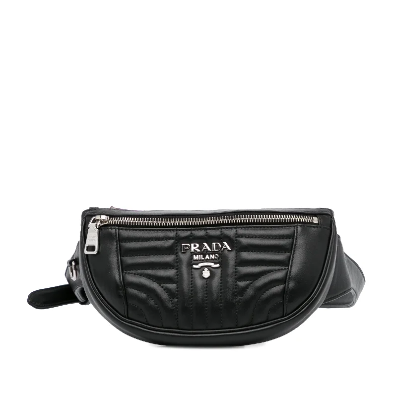 Prada tote bags with a spacious interior and a magnetic - snap closurePrada Diagramme Belt Bag Black