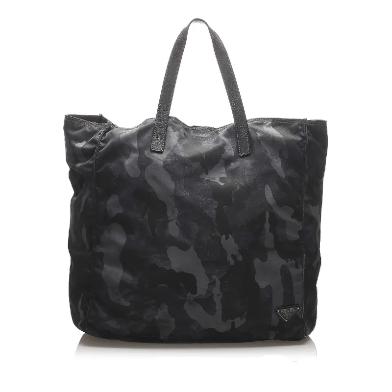 Prada nylon backpacks with a hidden back pocket for securityPrada Tessuto Camouflage Tote  (SHG-10638)