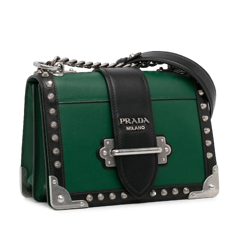 Prada tote bags with a double - handle and shoulder - strap option for easy usePrada City Calf Cahier Crossbody lpfCYK