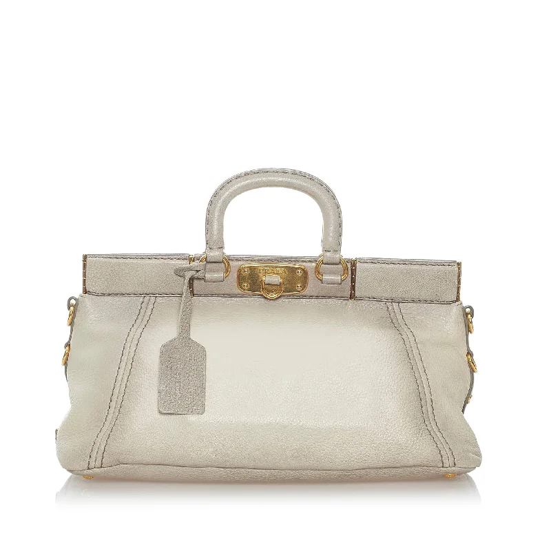 Prada Cahier bags with a detachable shoulder strap for versatile carryingPrada Cervo Antik Frame Handbag Grey