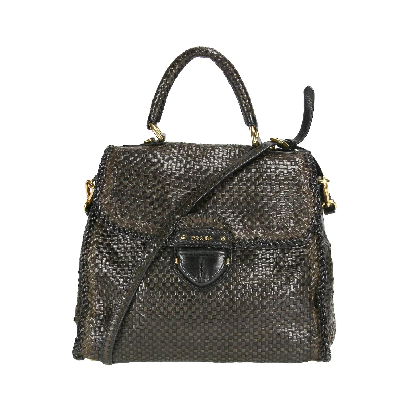 Prada Re - Edizione 2005 bags with a retro - inspired designPrada Madras Woven Black/Khaki Goatskin