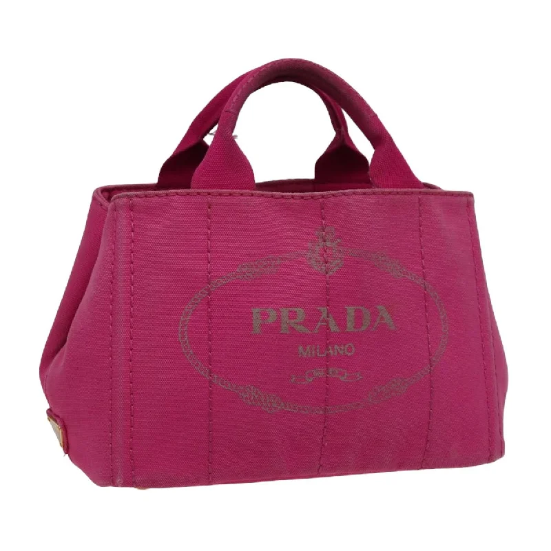 Ladies Prada shoulder bags with a tassel - adorned zipper for added charmPRADA Canapa PM Hand Bag Canvas Pink Auth 78227