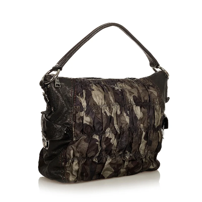 Prada Cahier bags with a monogram - embossed leather surfacePrada Camouflage Tessuto Gaufre Tote Bag 26218