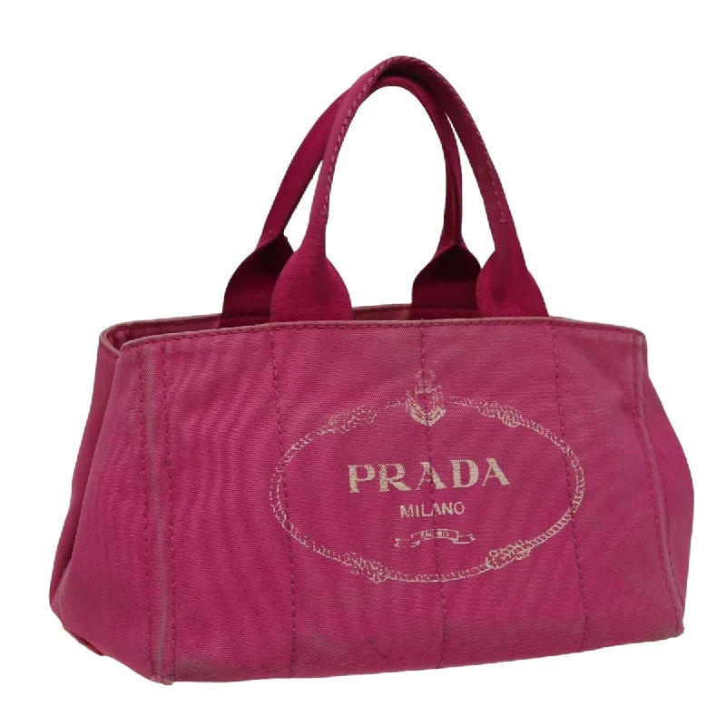 Prada crossbody bags with a keychain holder for practicalityPRADA Canapa MM Hand Bag Denim Pink Auth 78268