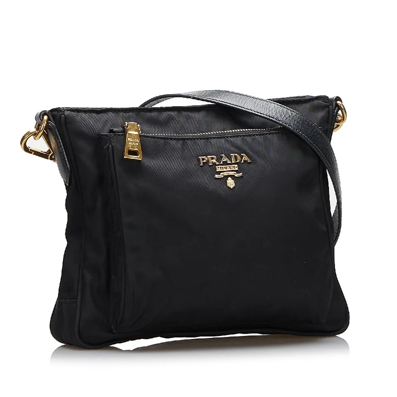 Prada bags with a snap - button closure and a decorative charm for a fashionable lookPrada Tessuto Crossbody (SHG-23eN76)