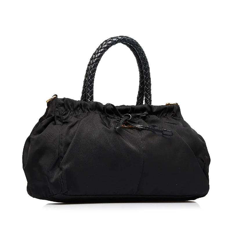 Prada bags with a zippered interior pocket for separating itemsPrada Tessuto Bow Satchel (SHG-tntCiK)