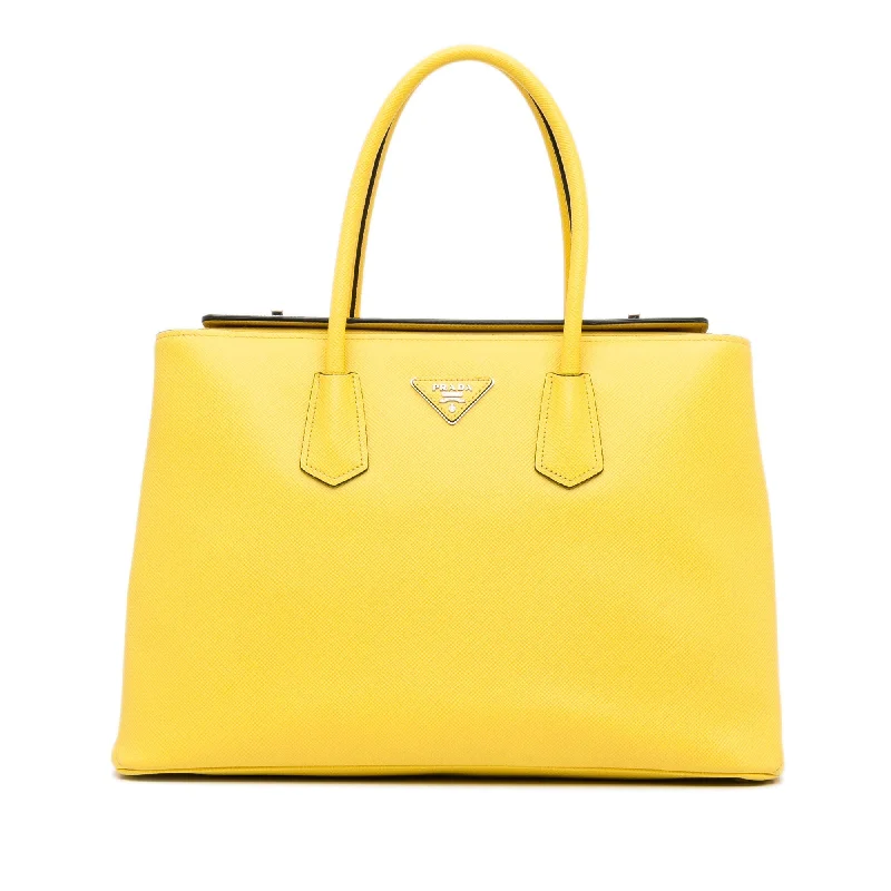  Prada Double Cuir Yellow Saffiano