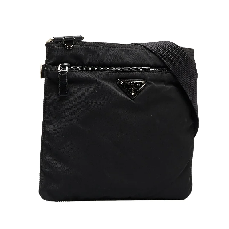 Prada bags with a front - flap pocket for quick access to essentialsPrada Tessuto Crossbody Bag (SHG-4tPuPr)