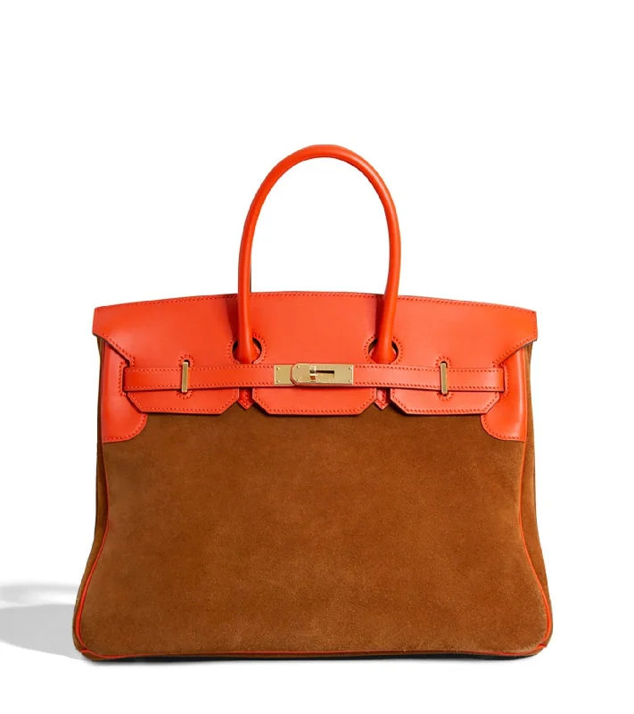 Hermes Birkin Bags with a Braided Leather Handle for a Bohemian TouchHermès Kelly Bags with a leather - wrapped turnlock for added eleganceHermes Birkin Bags with a Braided Leather Handle for a Bohemian TouchBirkin 35 Grizzly Suede and Swift PBHW