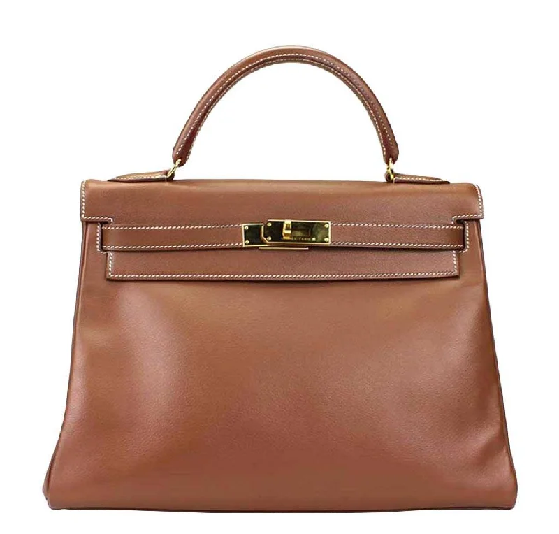 Hermès Kelly Bags with a hand - burnished edge finish for a vintage charmHermès Kelly 32 Tabac Bag GHW