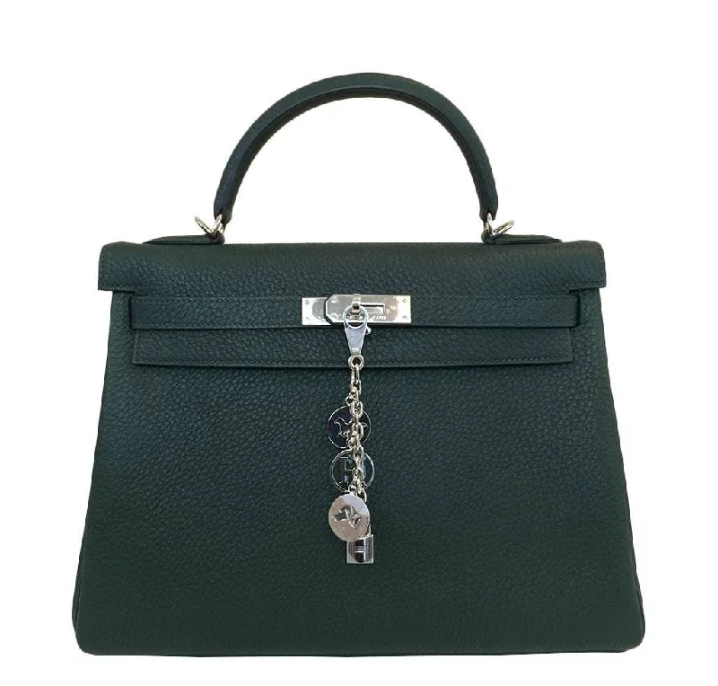 Hermès Kelly Bags with a detachable mirror insideHermès Kelly 32 Green Bag PHW