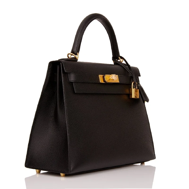 Hermès Kelly Bags in a metallic silver for a glamorous touchHermes Kelly Sellier 28 Black Epsom Gold Hardware