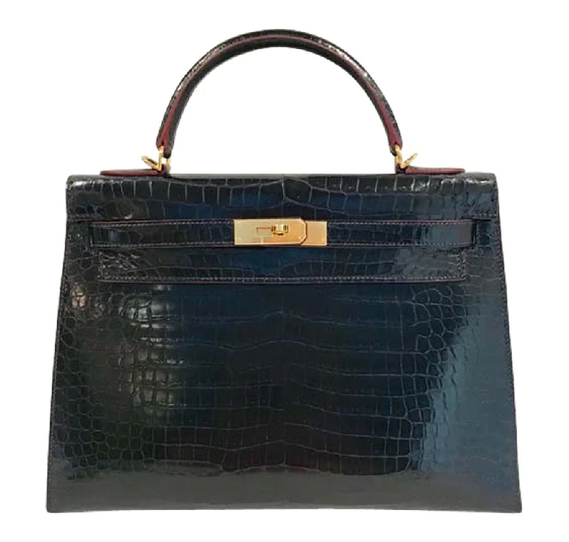 Hermès Kelly Bags in a vibrant electric blue for a pop of colorHermès Kelly 32 Bleu Marine Crocodile