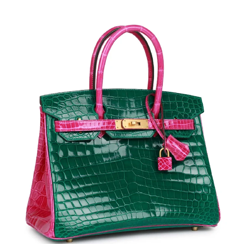 Limited Edition Hermes Birkin Bags with Exclusive ColorwaysHermès Kelly Bags with gold - toned hardware for a luxurious touchLimited Edition Hermes Birkin Bags with Exclusive ColorwaysHermes Special Order (HSS) Birkin 30 Emerald and Rose Scheherazade Shiny Niloticus Crocodile Brushed Gold Hardware